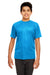 UltraClub 8420Y Youth Cool & Dry Performance Moisture Wicking Short Sleeve Crewneck T-Shirt Sapphire Blue Front