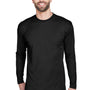 UltraClub Mens Cool & Dry Performance Moisture Wicking Long Sleeve Crewneck T-Shirt - Black