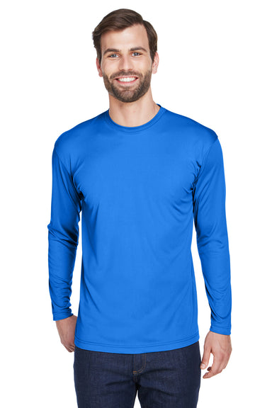 UltraClub 8422 Mens Cool & Dry Performance Moisture Wicking Long Sleeve Crewneck T-Shirt Royal Blue Front