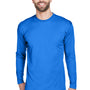 UltraClub Mens Cool & Dry Performance Moisture Wicking Long Sleeve Crewneck T-Shirt - Royal Blue