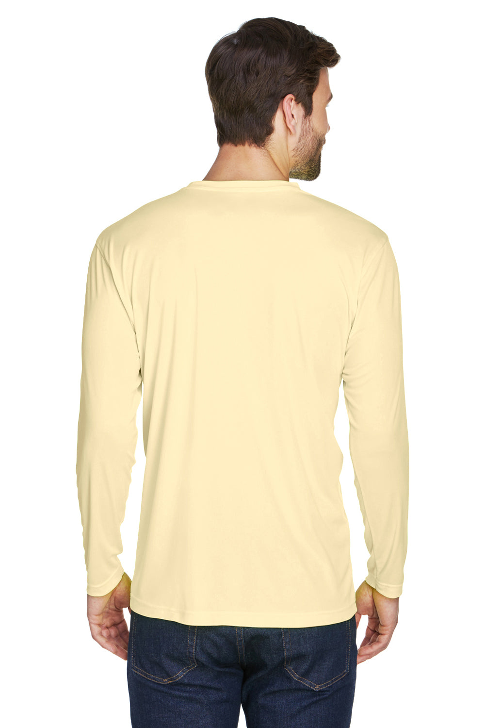 UltraClub 8422 Mens Cool & Dry Performance Moisture Wicking Long Sleeve Crewneck T-Shirt Butter Yellow Back