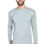 UltraClub Mens Cool & Dry Performance Moisture Wicking Long Sleeve Crewneck T-Shirt - Grey