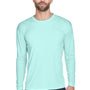 UltraClub Mens Cool & Dry Performance Moisture Wicking Long Sleeve Crewneck T-Shirt - Sea Frost Green