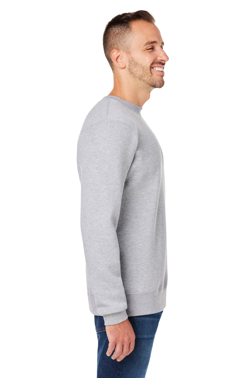 J America 8424JA Mens Premium Fleece Crewneck Sweatshirt Oxford Grey Side