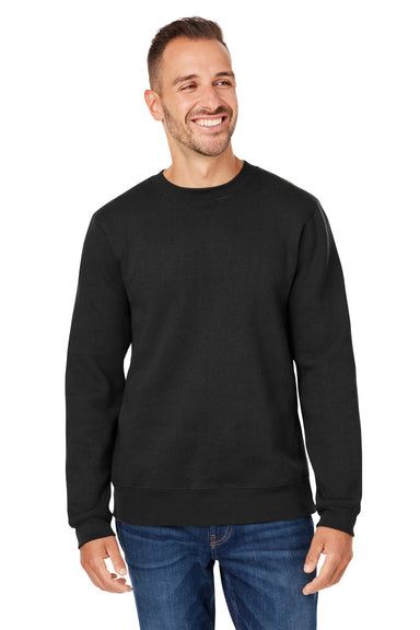 J America 8424JA Mens Premium Fleece Crewneck Sweatshirt Black Front