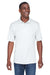 UltraClub 8425 Mens Cool & Dry Performance Moisture Wicking Short Sleeve Polo Shirt White Front