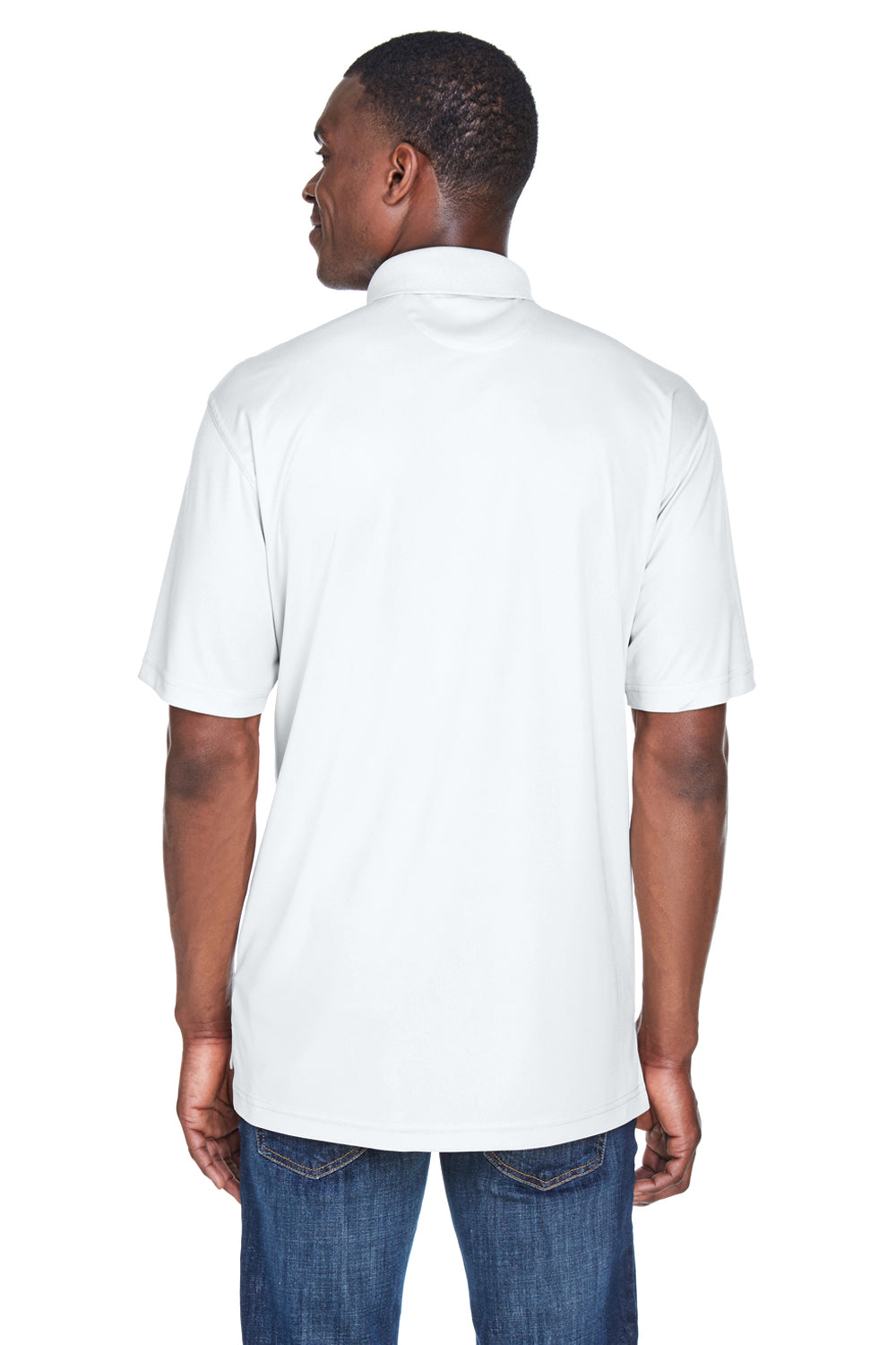 UltraClub 8425 Mens Cool & Dry Performance Moisture Wicking Short Sleeve Polo Shirt White Back