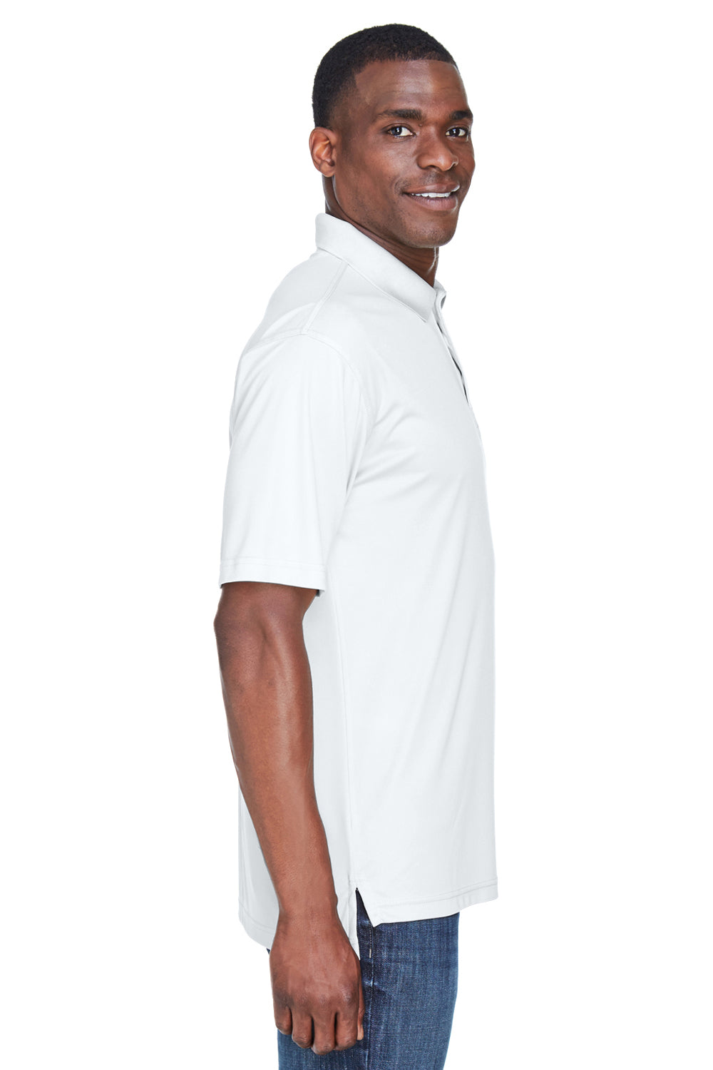 UltraClub 8425 Mens Cool & Dry Performance Moisture Wicking Short Sleeve Polo Shirt White Side