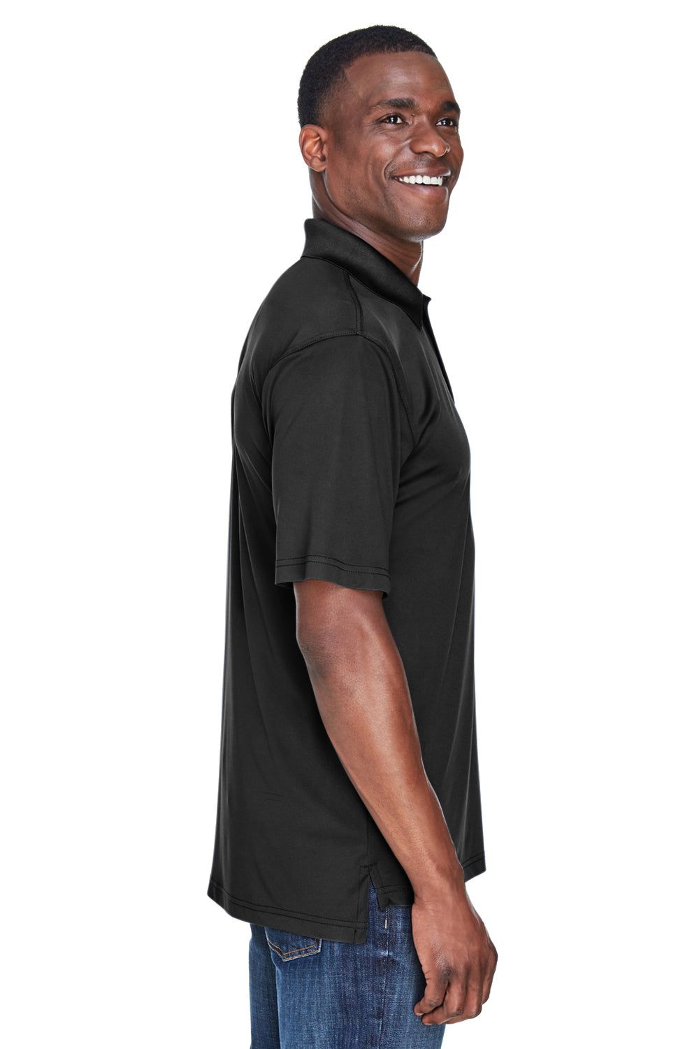UltraClub 8425 Mens Cool & Dry Performance Moisture Wicking Short Sleeve Polo Shirt Black Side