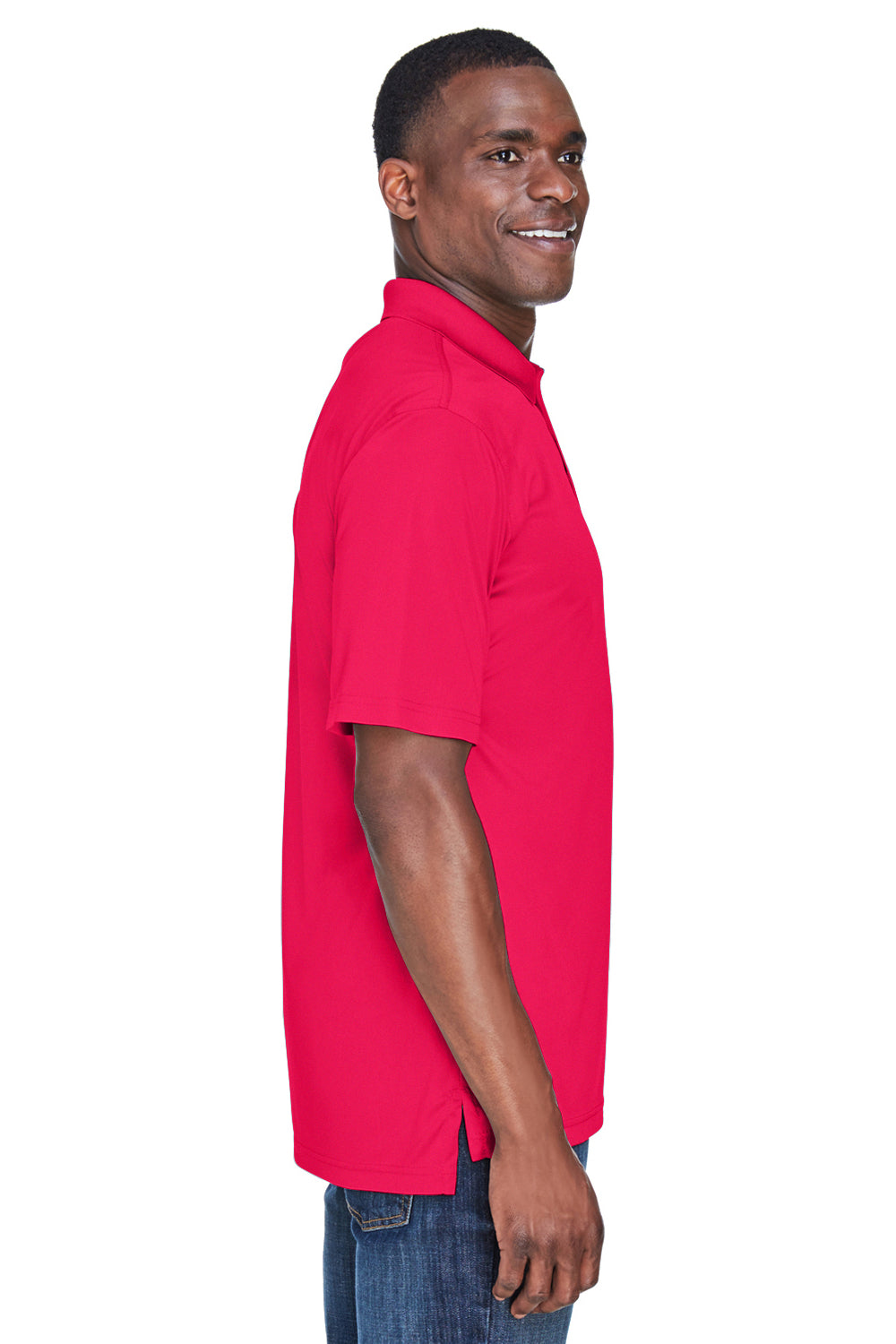 UltraClub 8425 Mens Cool & Dry Performance Moisture Wicking Short Sleeve Polo Shirt Red Side