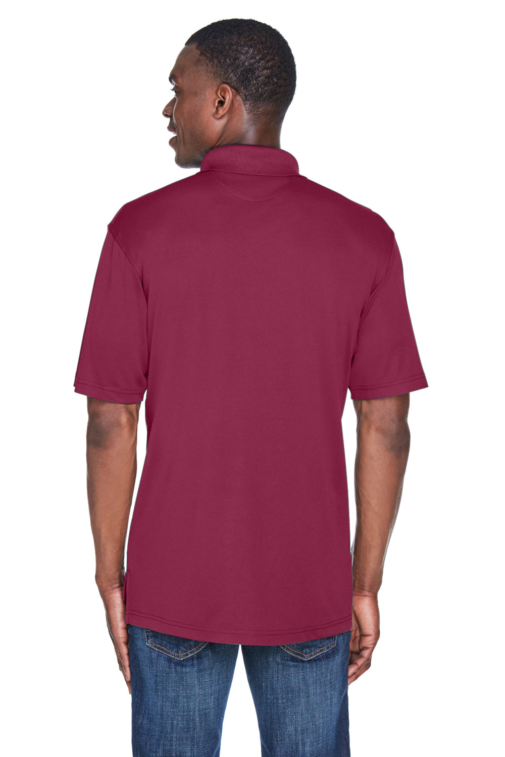 UltraClub 8425 Mens Cool & Dry Performance Moisture Wicking Short Sleeve Polo Shirt Maroon Back