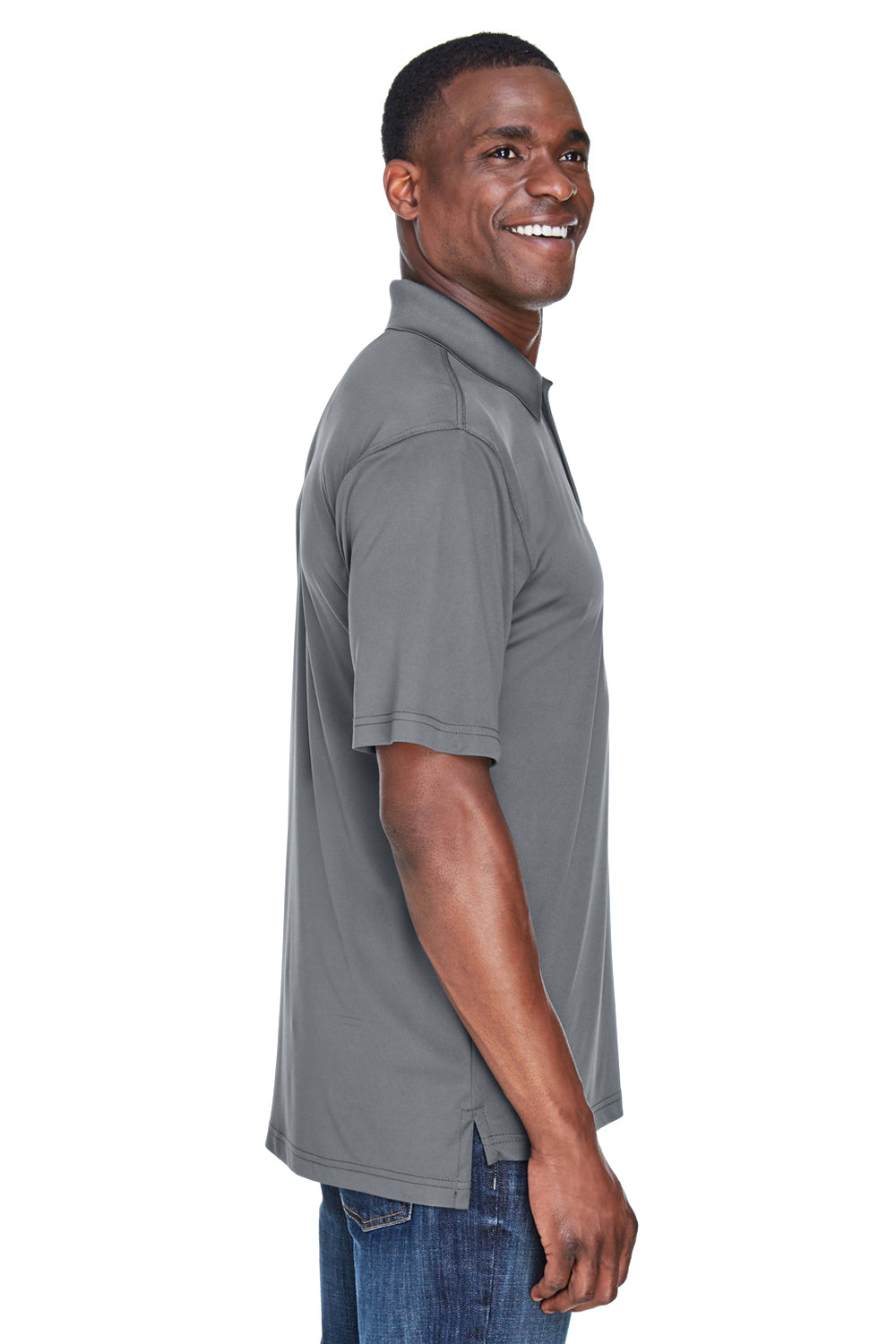 UltraClub 8425 Mens Cool & Dry Performance Moisture Wicking Short Sleeve Polo Shirt Charcoal Grey Side
