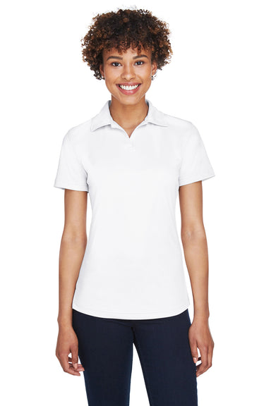 UltraClub 8425L Womens Cool & Dry Performance Moisture Wicking Short Sleeve Polo Shirt White Front