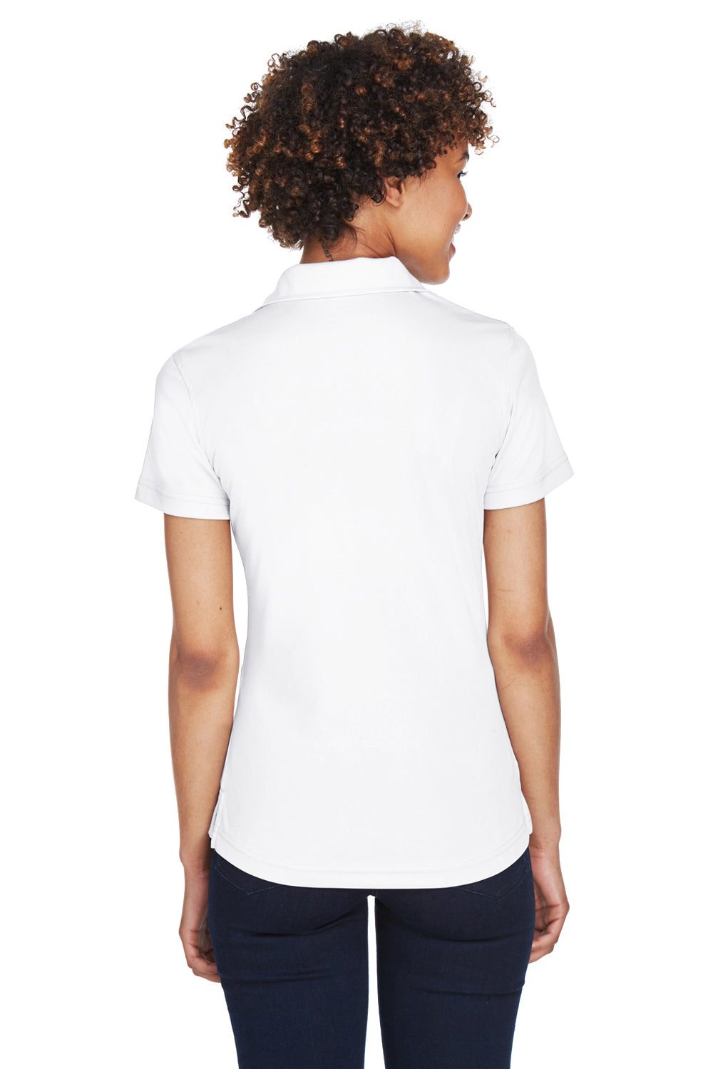 UltraClub 8425L Womens Cool & Dry Performance Moisture Wicking Short Sleeve Polo Shirt White Back