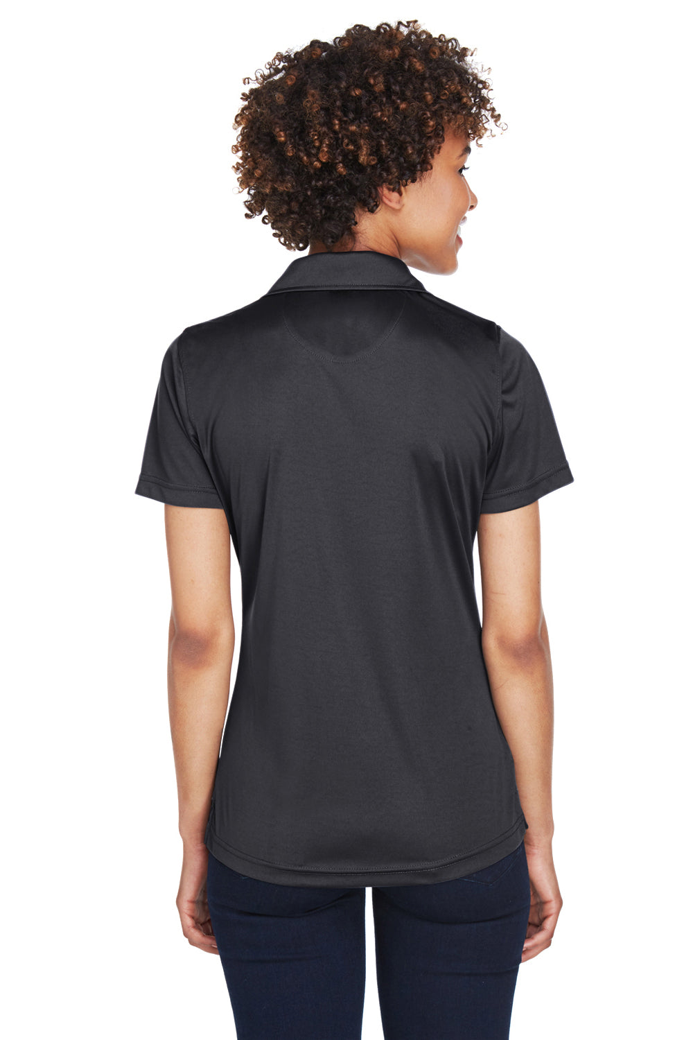 UltraClub 8425L Womens Cool & Dry Performance Moisture Wicking Short Sleeve Polo Shirt Black Back