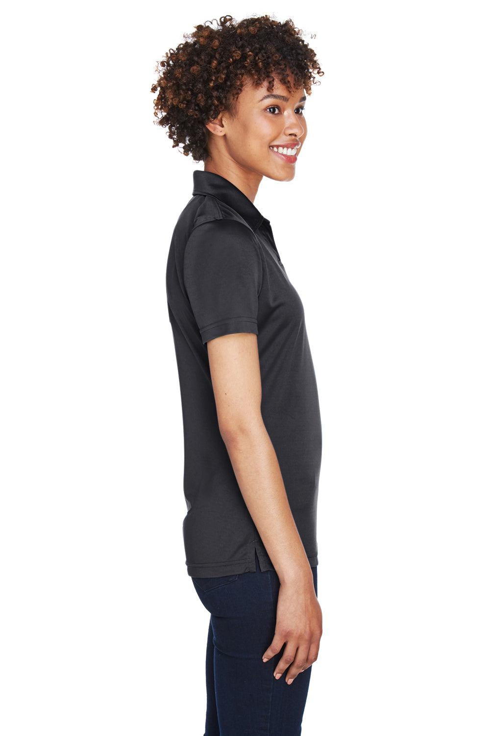 UltraClub 8425L Womens Cool & Dry Performance Moisture Wicking Short Sleeve Polo Shirt Black Side