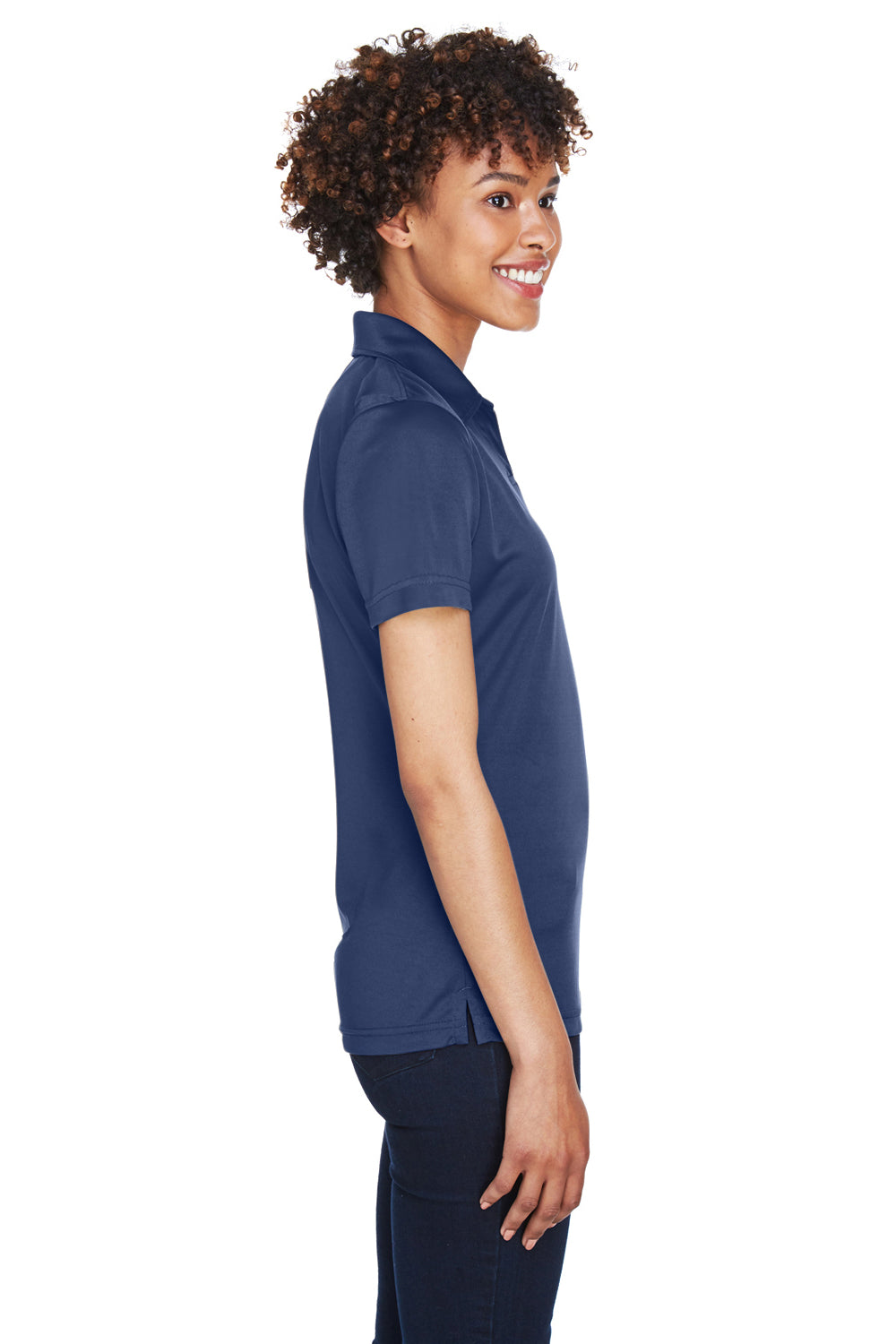 UltraClub 8425L Womens Cool & Dry Performance Moisture Wicking Short Sleeve Polo Shirt Navy Blue Side