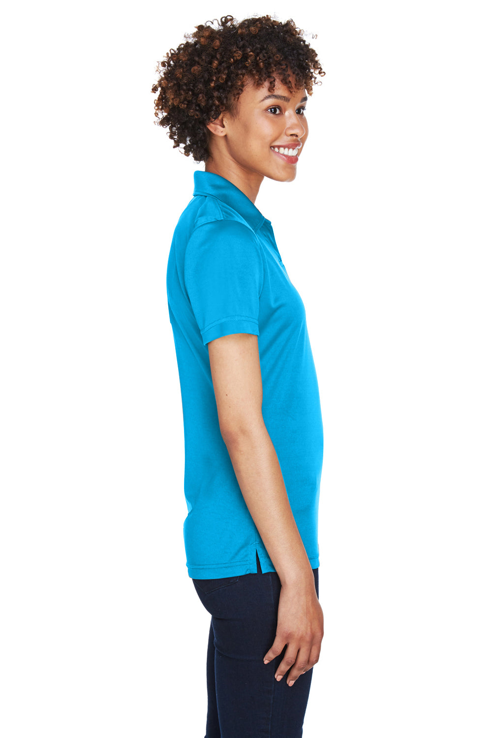 UltraClub 8425L Womens Cool & Dry Performance Moisture Wicking Short Sleeve Polo Shirt Sapphire Blue Side