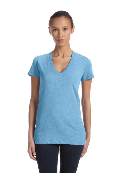 Bella + Canvas 8435 Womens Short Sleeve Deep V-Neck T-Shirt Athletic Blue Front