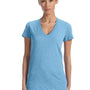 Bella + Canvas Womens Short Sleeve Deep V-Neck T-Shirt - Blue - Closeout
