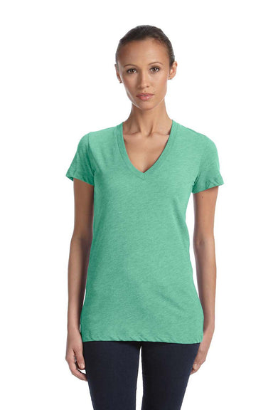 Bella + Canvas 8435 Womens Short Sleeve Deep V-Neck T-Shirt Green Front