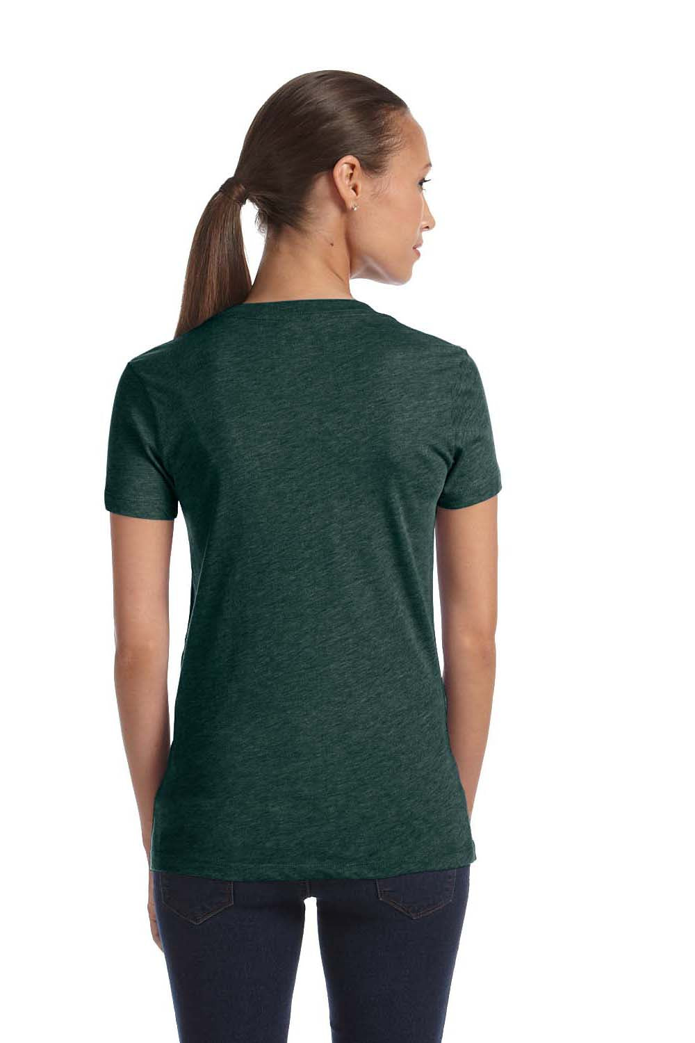 Bella + Canvas 8435 Womens Short Sleeve Deep V-Neck T-Shirt Emerald Green Back