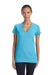 Bella + Canvas 8435 Womens Short Sleeve Deep V-Neck T-Shirt Aqua Blue Front