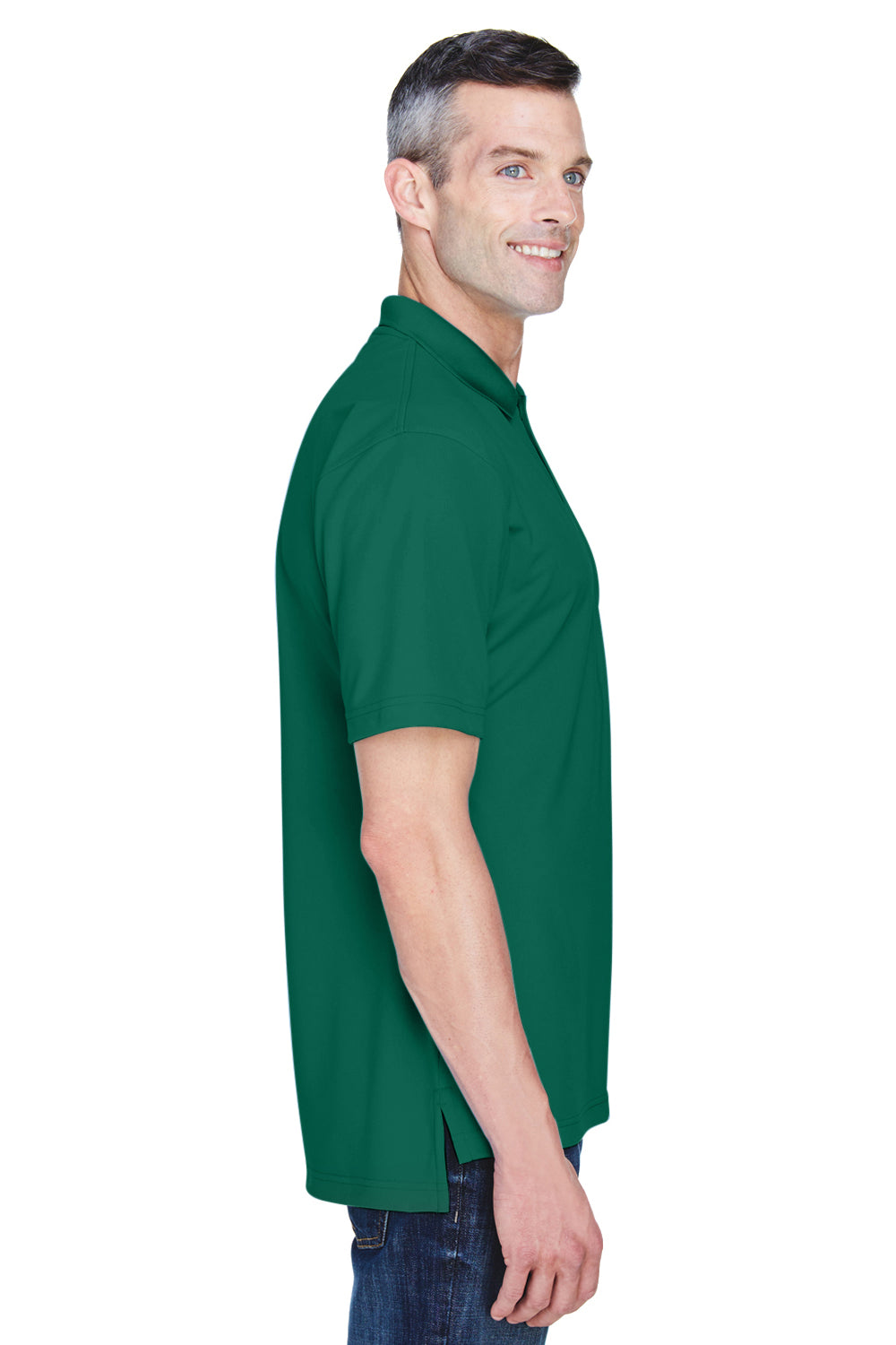 UltraClub 8445 Mens Cool & Dry Performance Moisture Wicking Short Sleeve Polo Shirt Forest Green Side