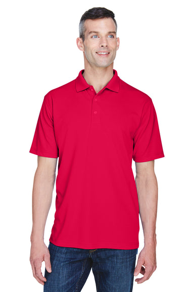 UltraClub 8445 Mens Cool & Dry Performance Moisture Wicking Short Sleeve Polo Shirt Red Front