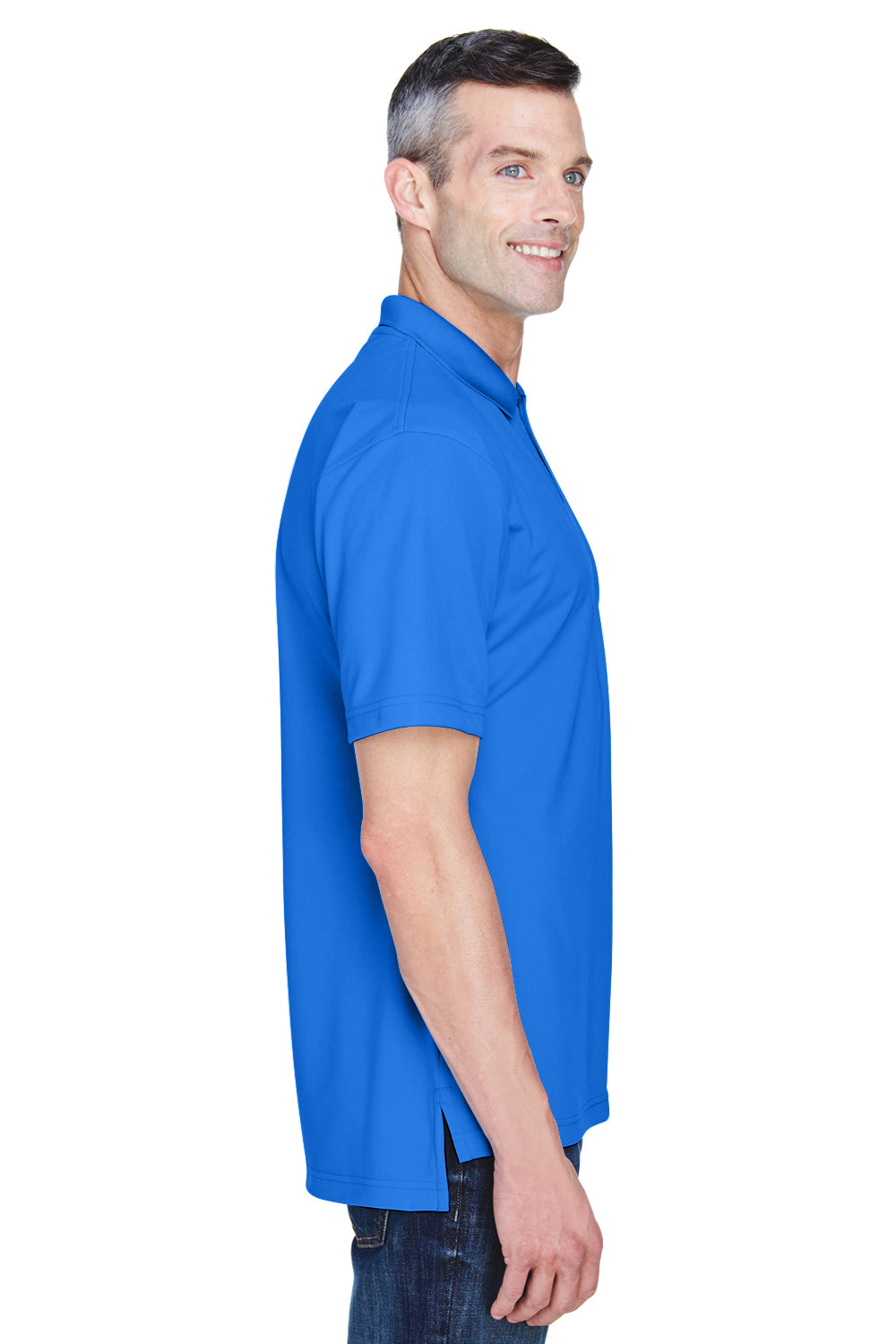 UltraClub 8445 Mens Cool & Dry Performance Moisture Wicking Short Sleeve Polo Shirt Royal Blue Side