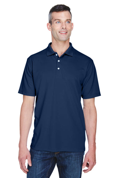 UltraClub 8445 Mens Cool & Dry Performance Moisture Wicking Short Sleeve Polo Shirt Navy Blue Front