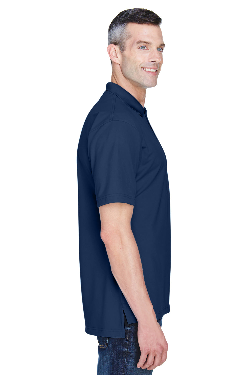 UltraClub 8445 Mens Cool & Dry Performance Moisture Wicking Short Sleeve Polo Shirt Navy Blue Side