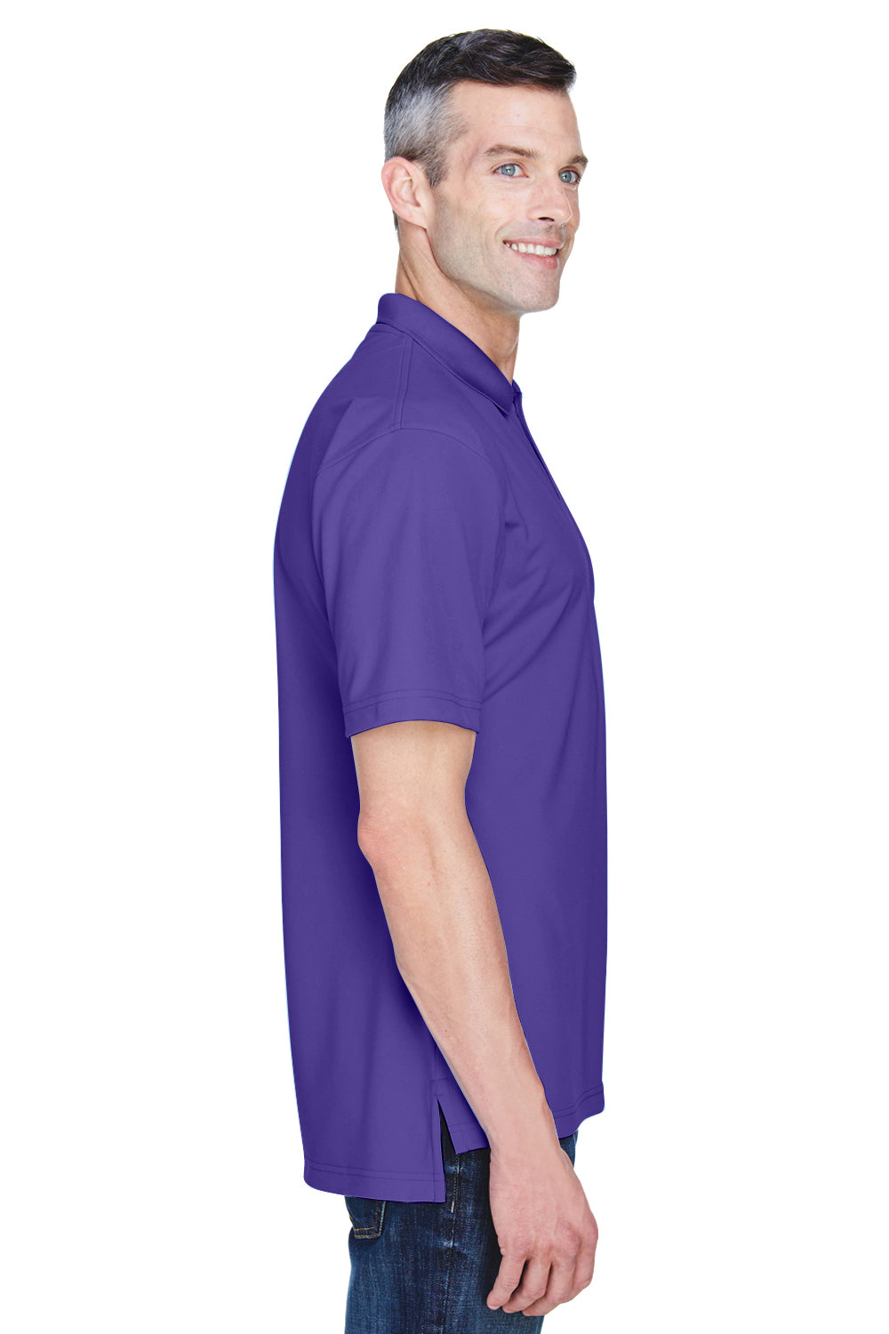 UltraClub 8445 Mens Cool & Dry Performance Moisture Wicking Short Sleeve Polo Shirt Purple Side