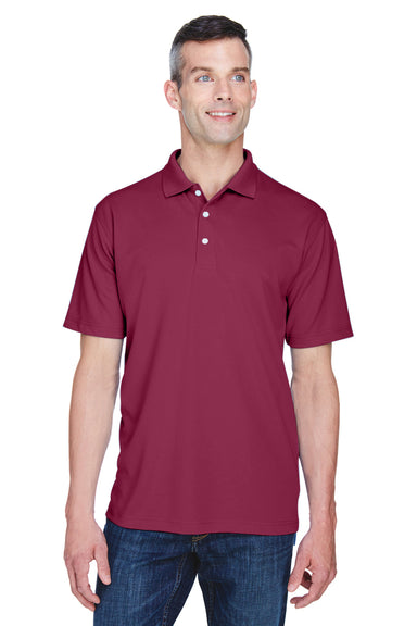 UltraClub 8445 Mens Cool & Dry Performance Moisture Wicking Short Sleeve Polo Shirt Maroon Front