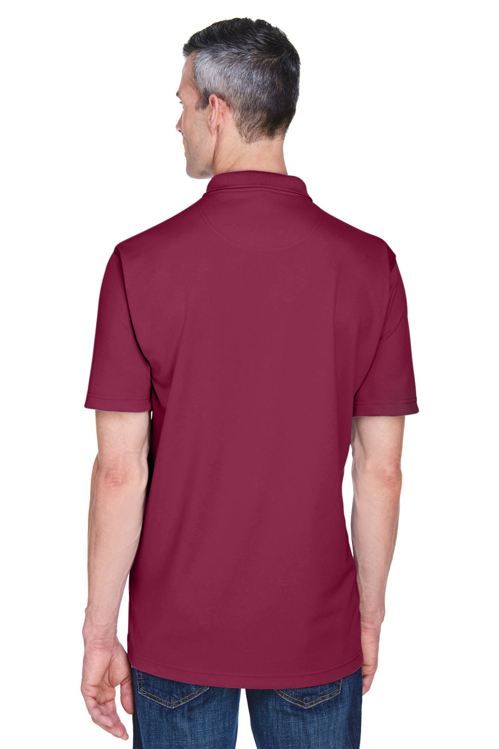UltraClub 8445 Mens Cool & Dry Performance Moisture Wicking Short Sleeve Polo Shirt Maroon Back