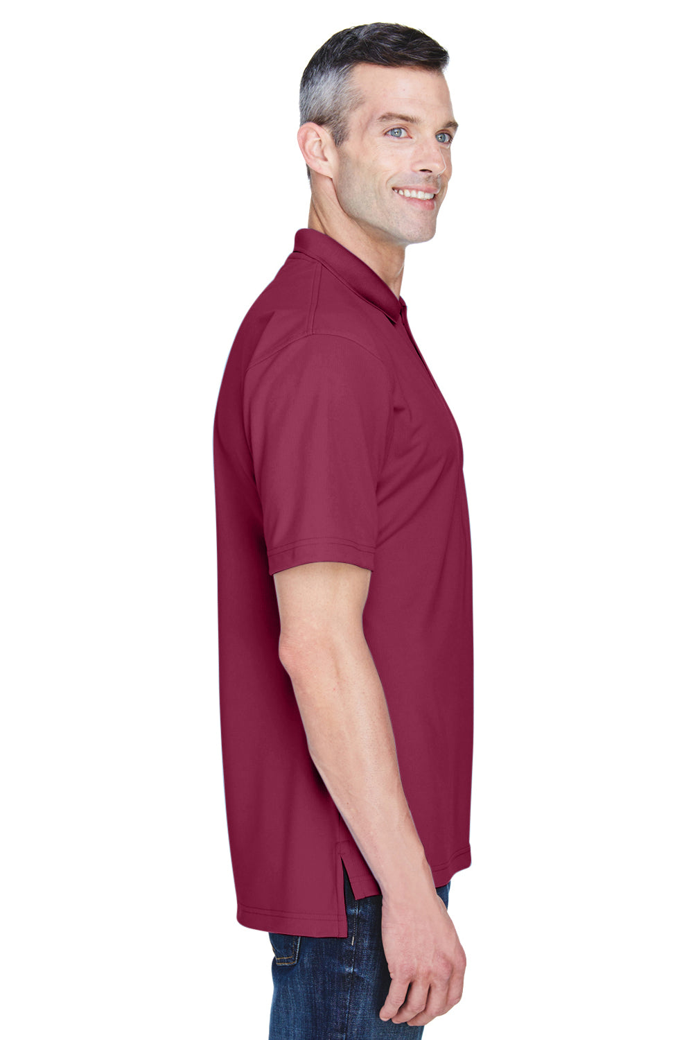 UltraClub 8445 Mens Cool & Dry Performance Moisture Wicking Short Sleeve Polo Shirt Maroon Side