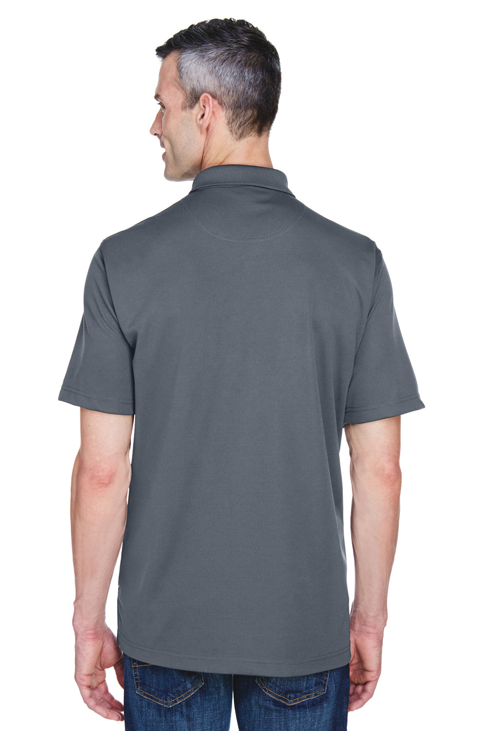 UltraClub 8445 Mens Cool & Dry Performance Moisture Wicking Short Sleeve Polo Shirt Charcoal Grey Back