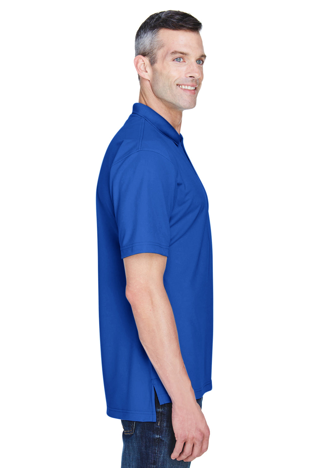 UltraClub 8445 Mens Cool & Dry Performance Moisture Wicking Short Sleeve Polo Shirt Cobalt Blue Side