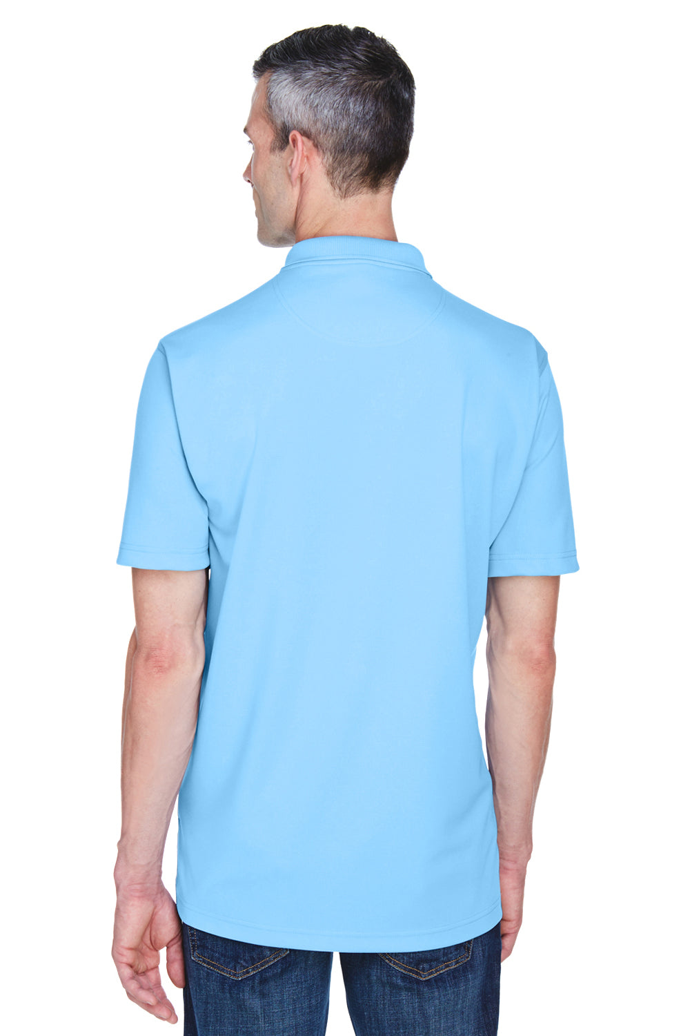 UltraClub 8445 Mens Cool & Dry Performance Moisture Wicking Short Sleeve Polo Shirt Columbia Blue Back