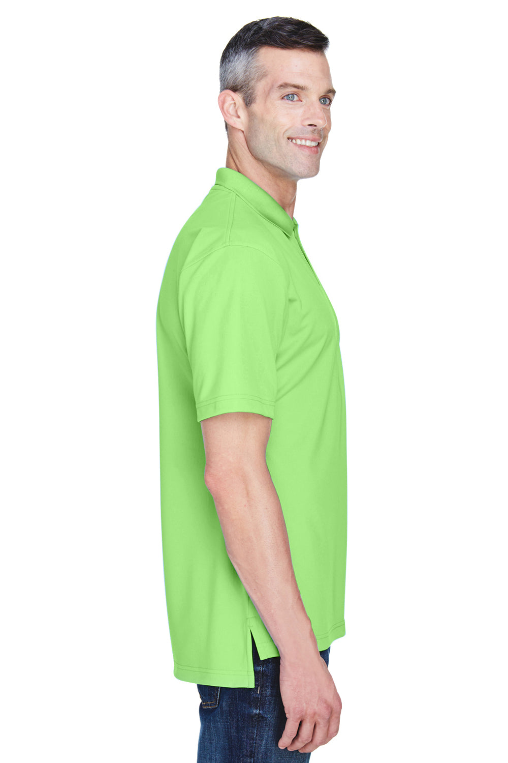 UltraClub 8445 Mens Cool & Dry Performance Moisture Wicking Short Sleeve Polo Shirt Light Green Side