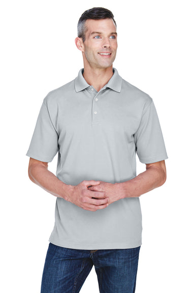 UltraClub 8445 Mens Cool & Dry Performance Moisture Wicking Short Sleeve Polo Shirt Silver Grey Front