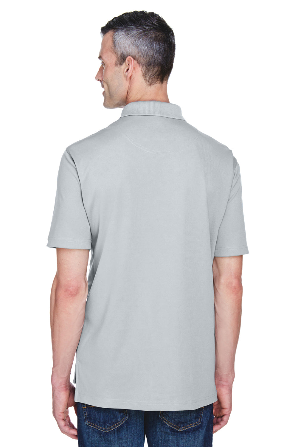 UltraClub 8445 Mens Cool & Dry Performance Moisture Wicking Short Sleeve Polo Shirt Silver Grey Back