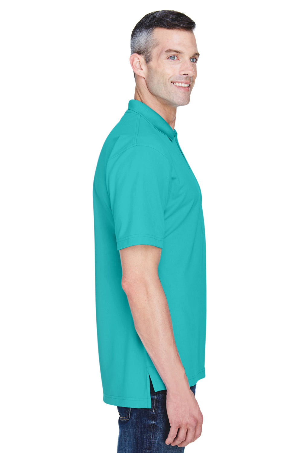 UltraClub 8445 Mens Cool & Dry Performance Moisture Wicking Short Sleeve Polo Shirt Jade Green Side