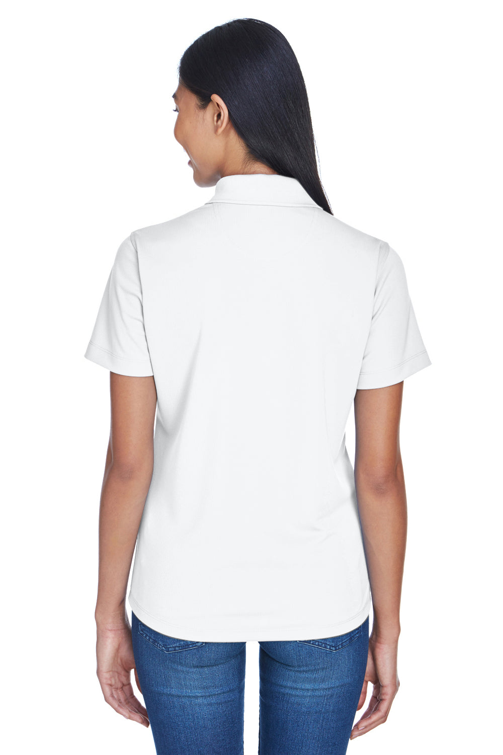 UltraClub 8445L Womens Cool & Dry Performance Moisture Wicking Short Sleeve Polo Shirt White Back