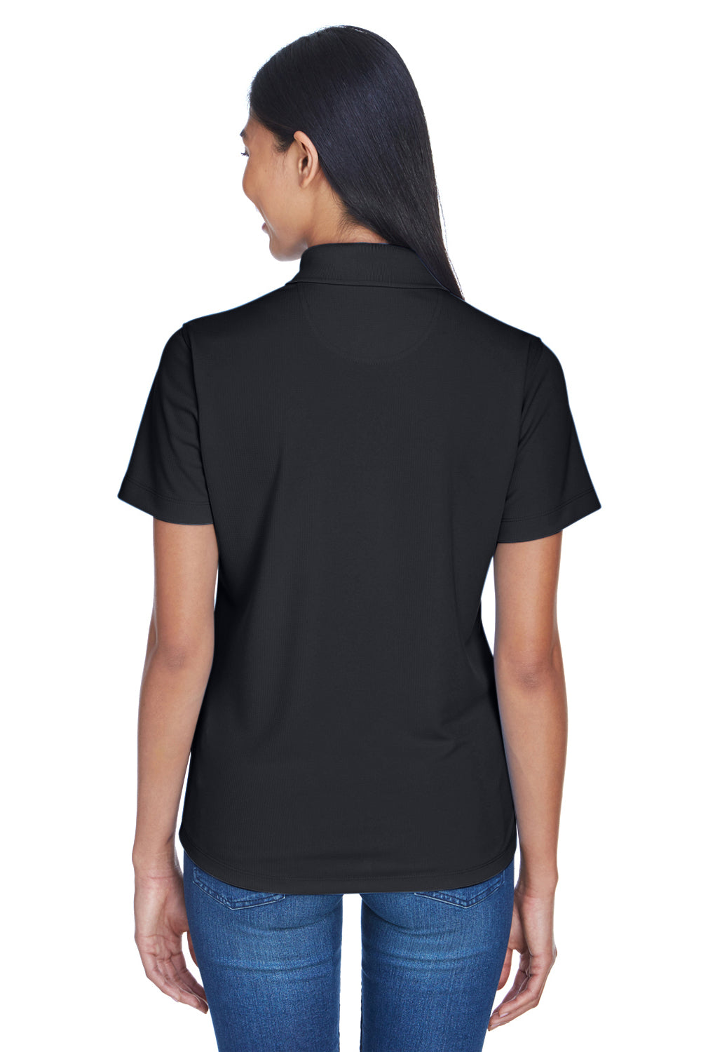 UltraClub 8445L Womens Cool & Dry Performance Moisture Wicking Short Sleeve Polo Shirt Black Back