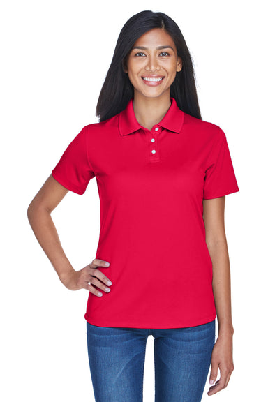UltraClub 8445L Womens Cool & Dry Performance Moisture Wicking Short Sleeve Polo Shirt Red Front