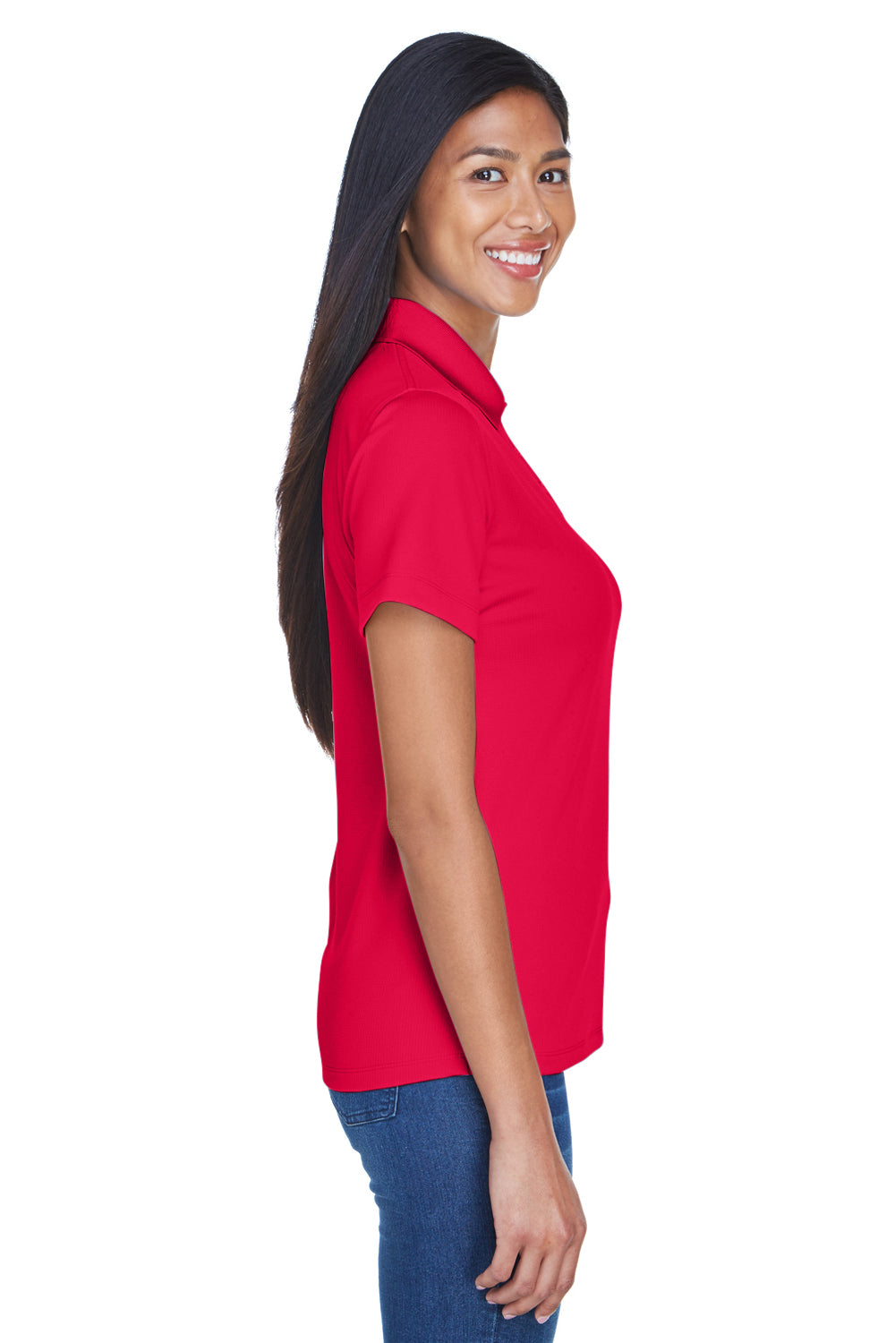 UltraClub 8445L Womens Cool & Dry Performance Moisture Wicking Short Sleeve Polo Shirt Red Side
