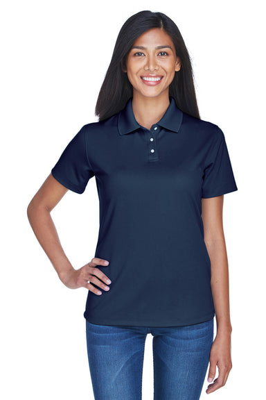 UltraClub 8445L Womens Cool & Dry Performance Moisture Wicking Short Sleeve Polo Shirt Navy Blue Front