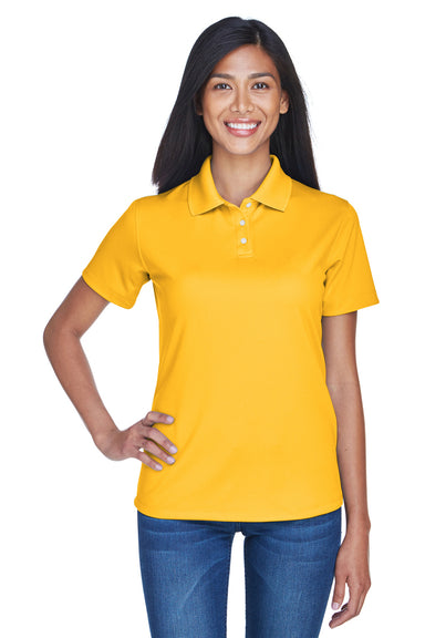UltraClub 8445L Womens Cool & Dry Performance Moisture Wicking Short Sleeve Polo Shirt Gold Front
