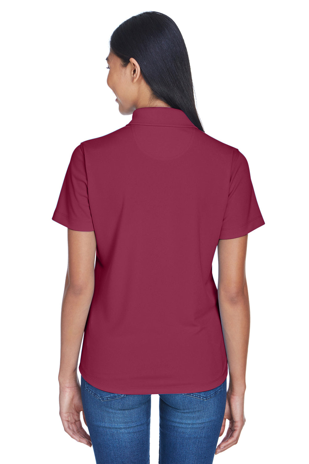 UltraClub 8445L Womens Cool & Dry Performance Moisture Wicking Short Sleeve Polo Shirt Maroon Back